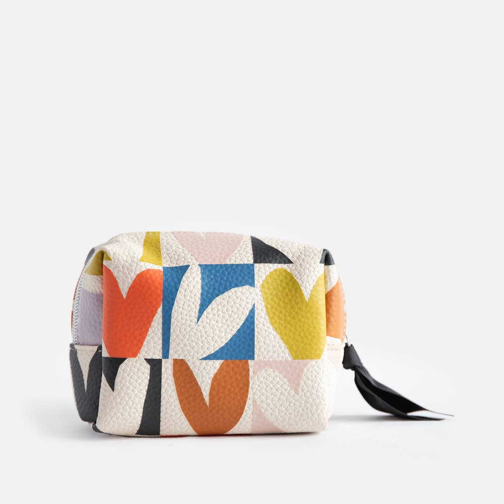 Caroline Gardner - Multi Checkmate Heart Mini Cube Cosmetic Bag