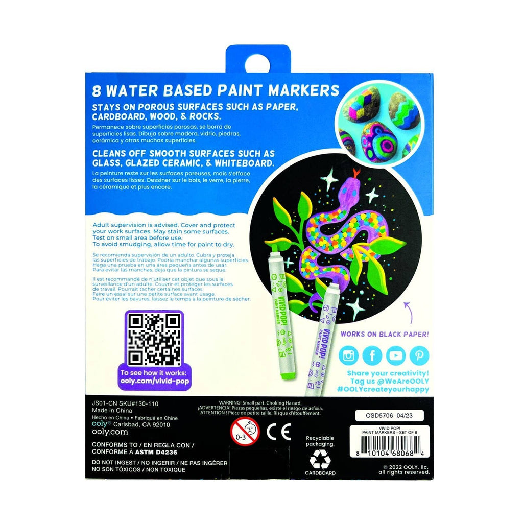Ooly Vivid Pop!: Opaque Water-Based Paint Markers - Classic (Set