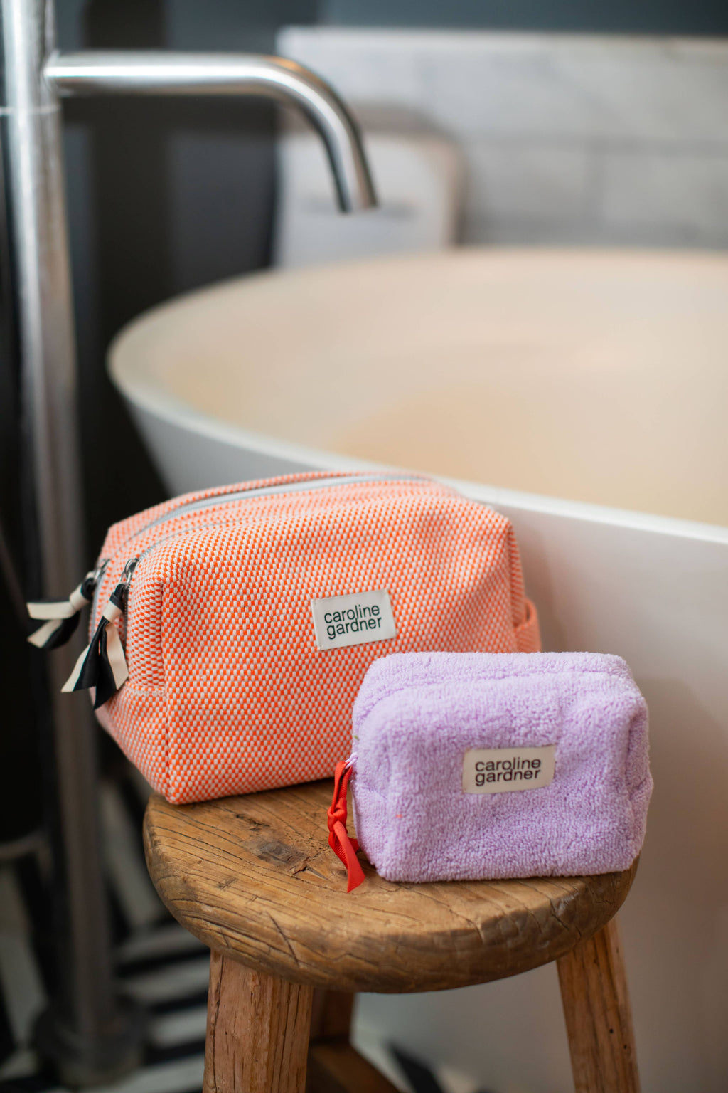 Caroline Gardner - Lilac Towelling Mini Cube Cosmetic Bag