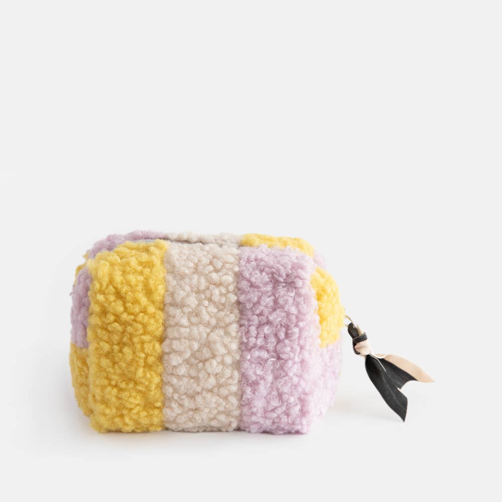 Caroline Gardner - Multi Stripe Borg Mini Cube Cosmetic Bag