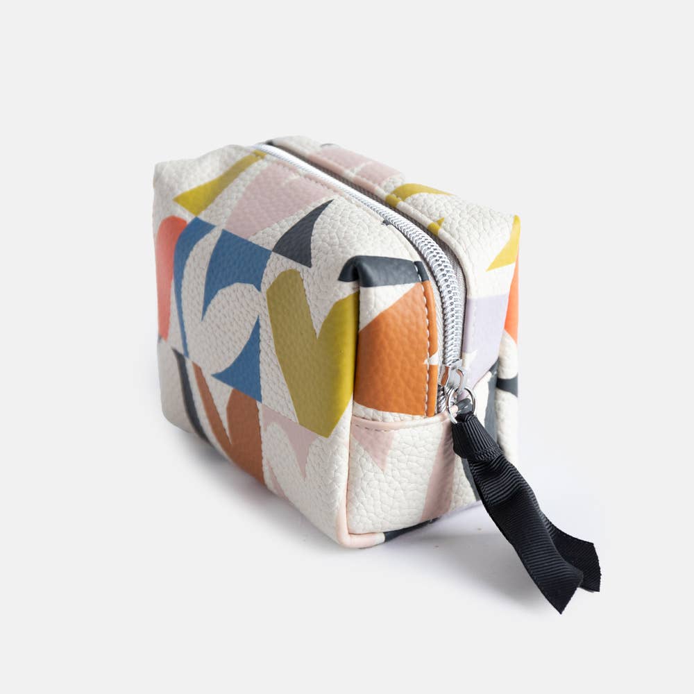 Caroline Gardner - Multi Checkmate Heart Mini Cube Cosmetic Bag