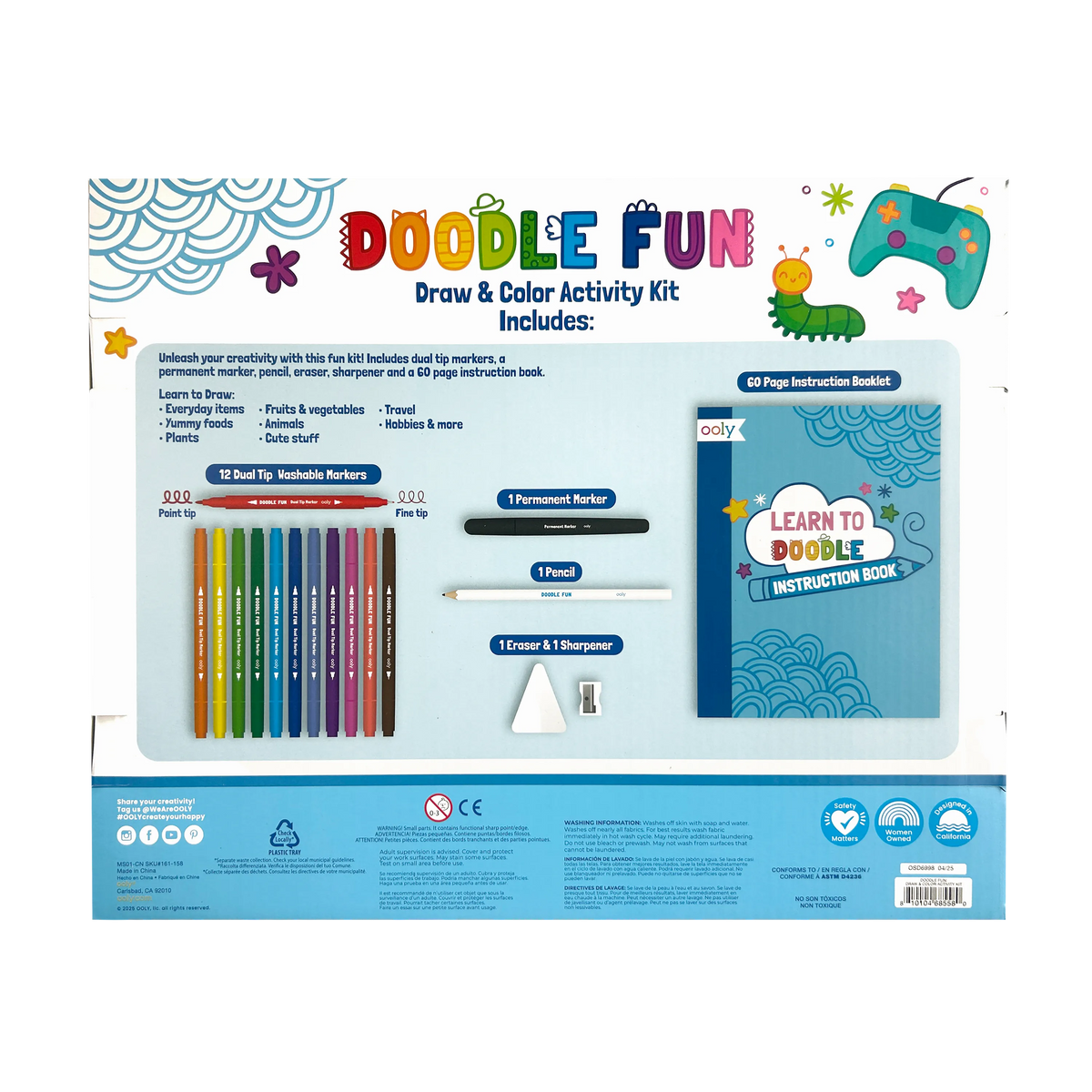 Ooly Doodle Fun:Draw & Color Activity Kit