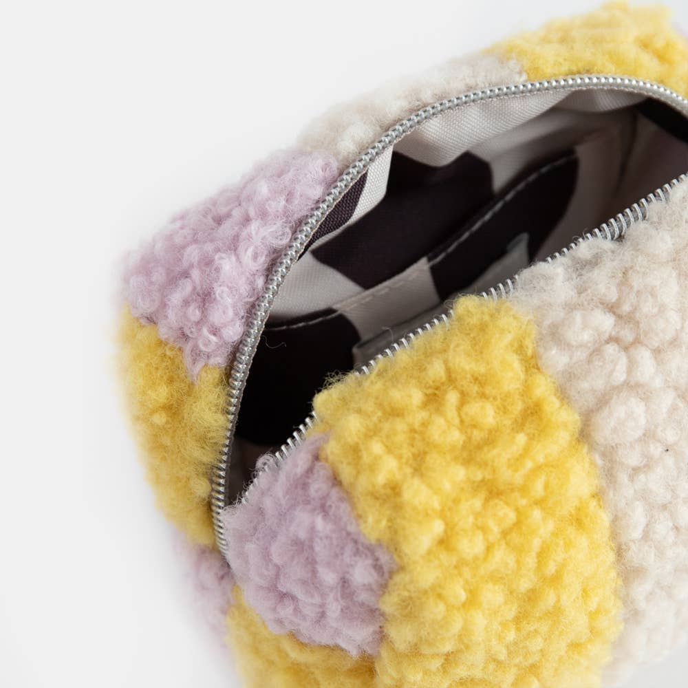 Caroline Gardner - Multi Stripe Borg Mini Cube Cosmetic Bag