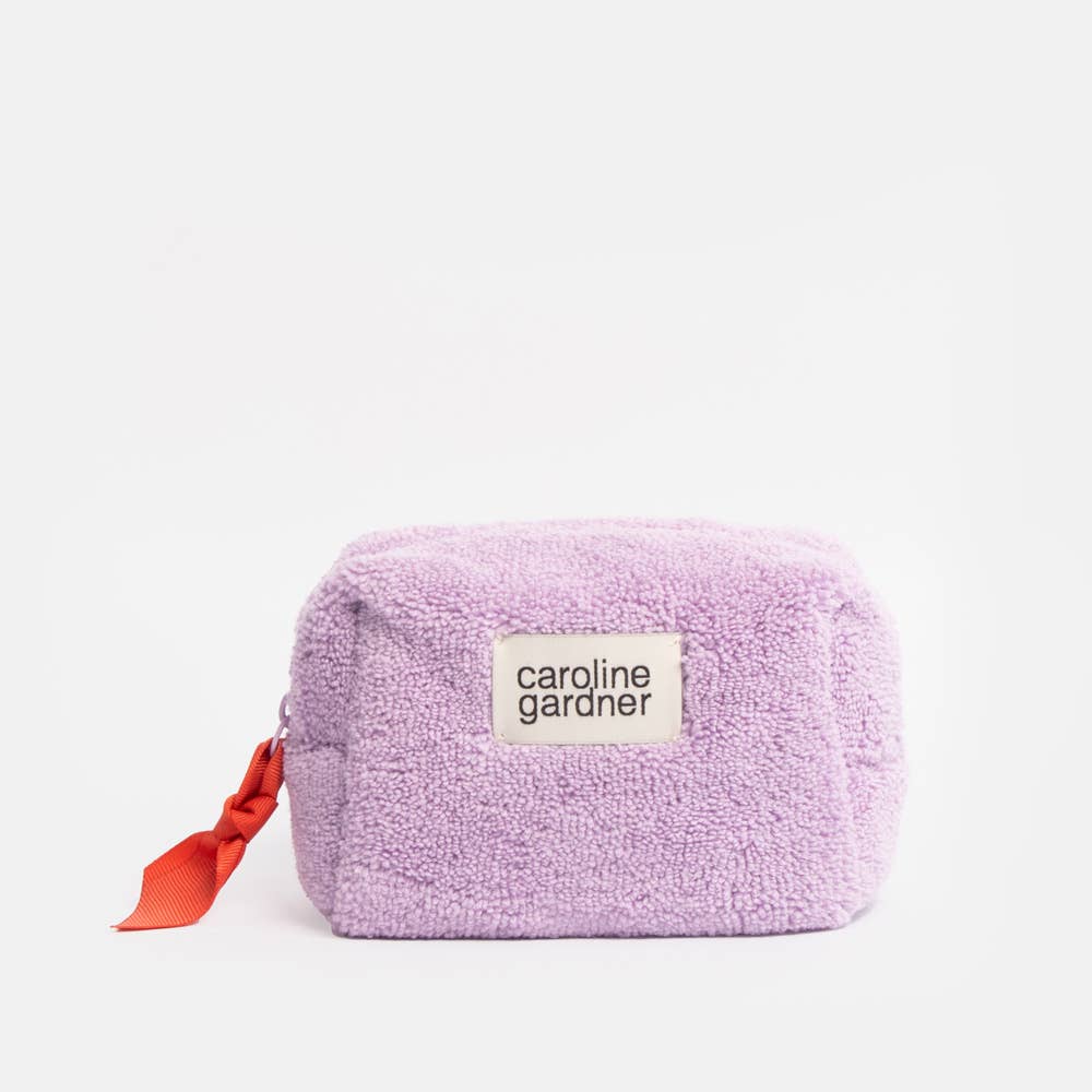 Caroline Gardner - Lilac Towelling Mini Cube Cosmetic Bag